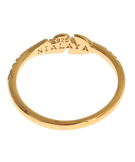 Nialaya Elegant Gold Plated Sterling Silver CZ Ring