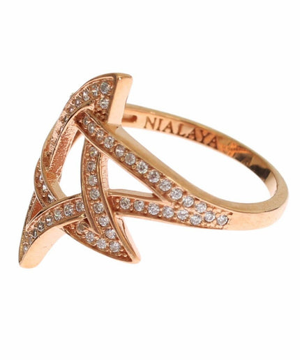 Nialaya Pink Gold Plated Silver CZ Crystal Ring