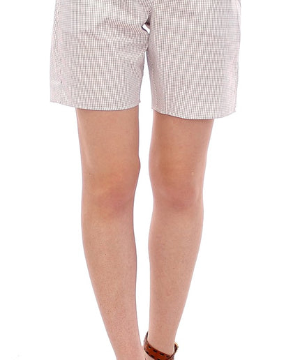 Andrea Incontri Chic White Checkered Cotton Shorts