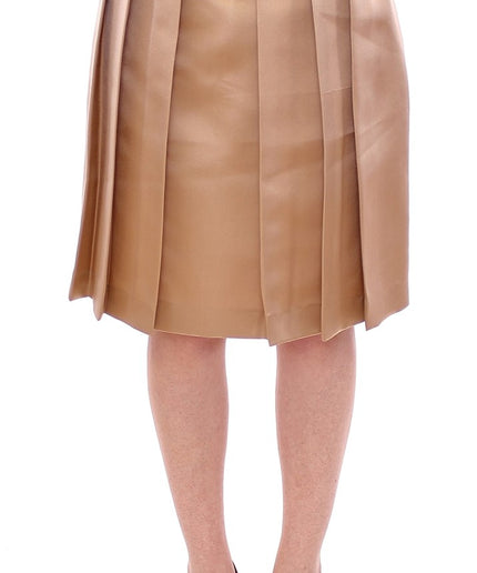 Andrea Incontri Elegant Silk Pleated Knee-Length Skirt