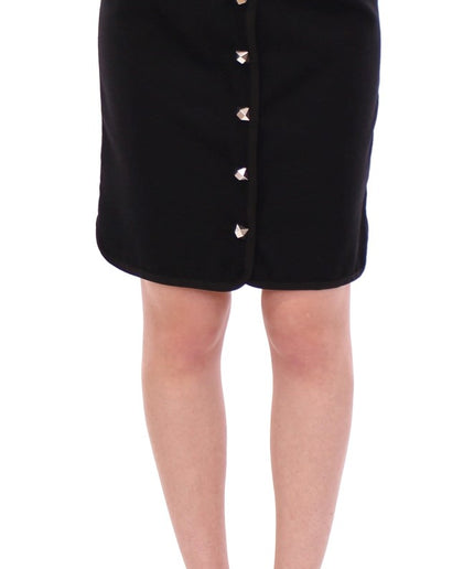 Corrado De Biase Elegant Black Wool-Cotton Blend Skirt