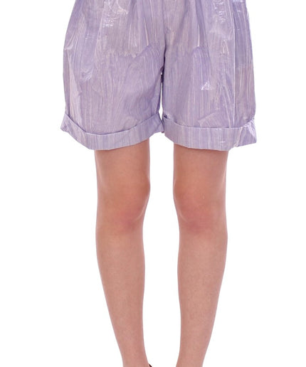 Licia Florio Elegant Purple Viscose Shorts - Side Zip Closure