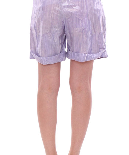 Licia Florio Elegant Purple Viscose Shorts - Side Zip Closure