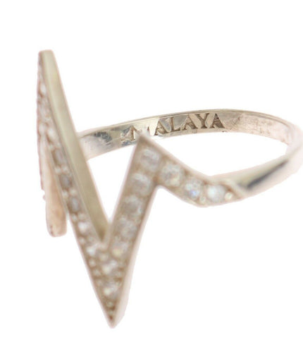 Nialaya Radiant Silver Crystal Encrusted Ring