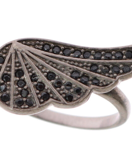 Nialaya Black Rhodium Silver Crystal Ring