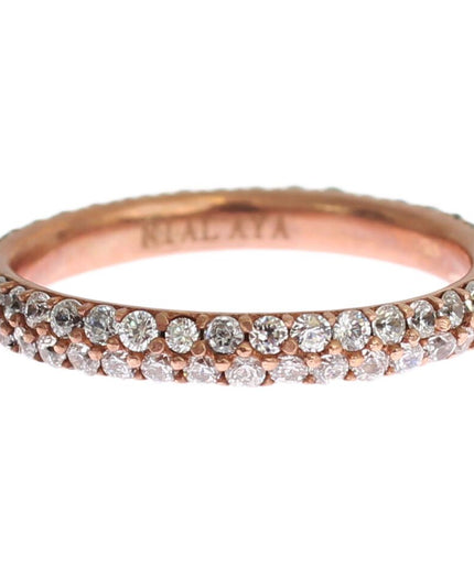 Nialaya Chic Pink Crystal-Encrusted Silver Ring