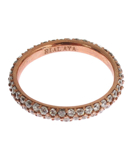 Nialaya Chic Pink Crystal-Encrusted Silver Ring