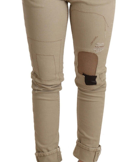 Acht Beige Cotton Slim Fit Chic Jeans