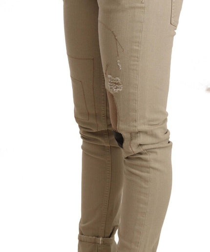 Acht Beige Cotton Slim Fit Chic Jeans