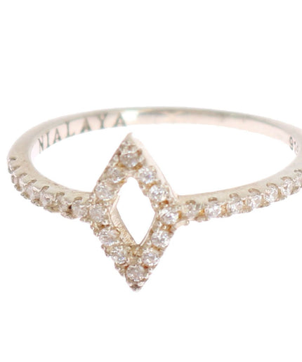 Nialaya Elegant Silver CZ Crystal Studded Ring