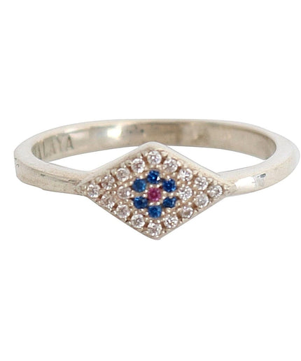 Nialaya Elegant Silver CZ Crystal Encrusted Ring