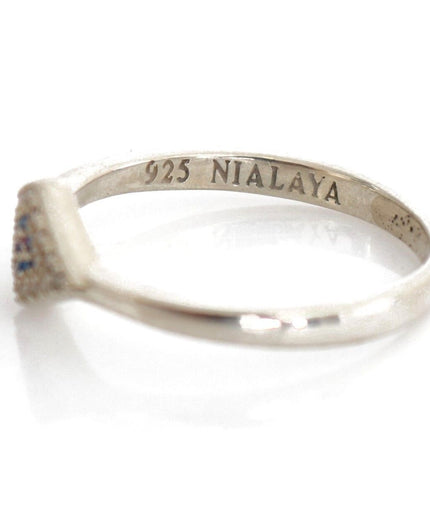 Nialaya Elegant Silver CZ Crystal Encrusted Ring