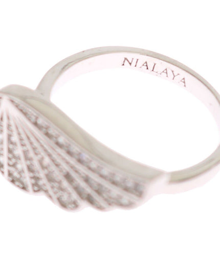 Nialaya Elegant Sterling Silver CZ Crystal Ring