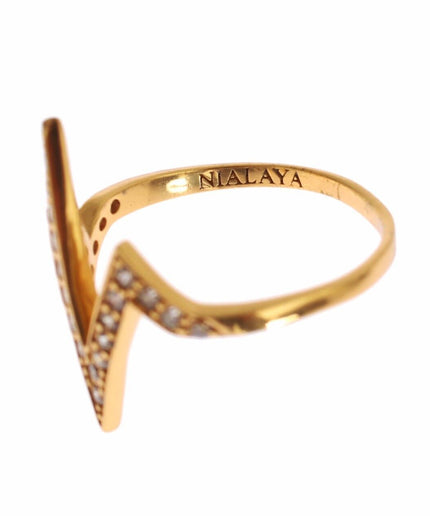 Nialaya Glamorous Gold Plated Sterling Silver Ring