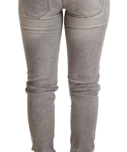 Acht Chic Gray Washed Slim Fit Cotton Jeans