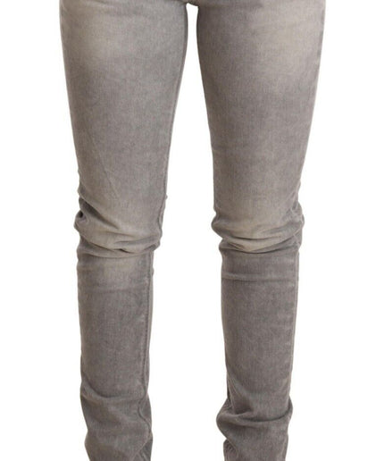 Acht Chic Gray Washed Slim Fit Cotton Jeans