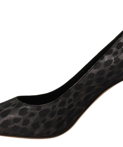 Sofia Elegant Black Leopard Print Leather Heels