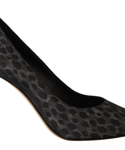 Sofia Elegant Black Leopard Print Leather Heels