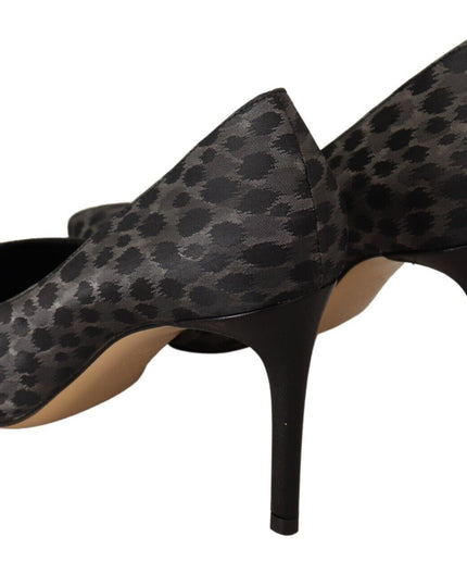 Sofia Elegant Black Leopard Print Leather Heels