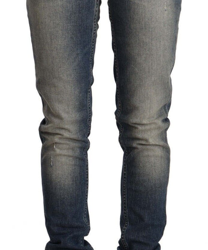 Acht Blue Washed Skinny Cotton Blend Jeans