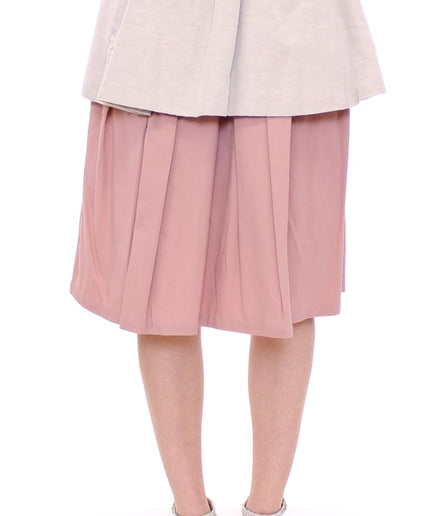 Comeforbreakfast Elegant Pleated Knee-length Skirt in Pink and Gray