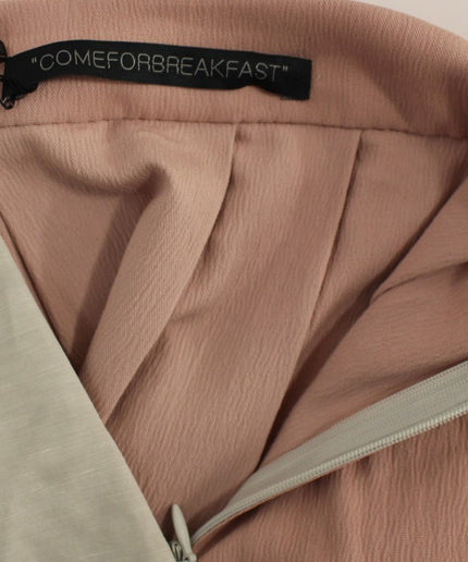 Comeforbreakfast Elegant Pleated Knee-length Skirt in Pink and Gray