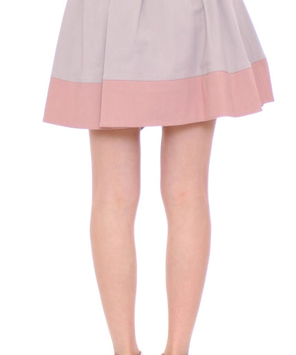 Comeforbreakfast Sleek Pleated Mini Skirt in Pink and Gray