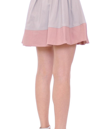 Comeforbreakfast Sleek Pleated Mini Skirt in Pink and Gray