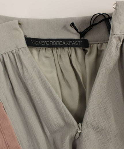 Comeforbreakfast Sleek Pleated Mini Skirt in Pink and Gray