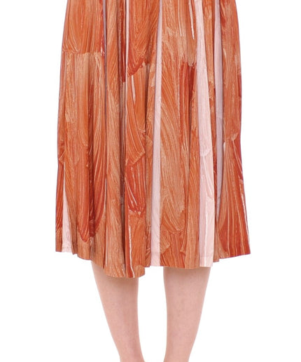 Licia Florio Orange Brown Below-Knee Chic Skirt