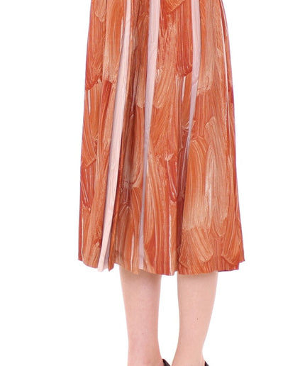 Licia Florio Orange Brown Below-Knee Chic Skirt