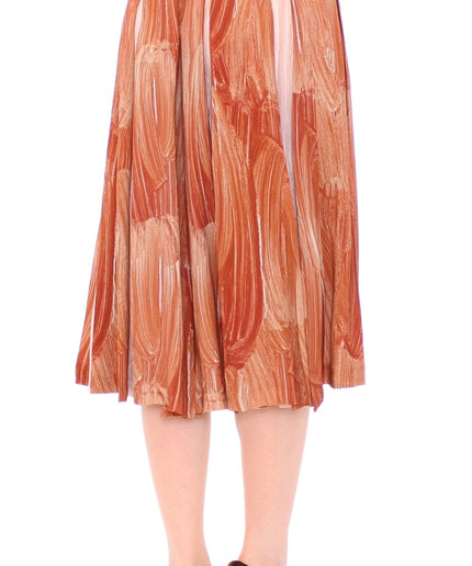 Licia Florio Orange Brown Below-Knee Chic Skirt