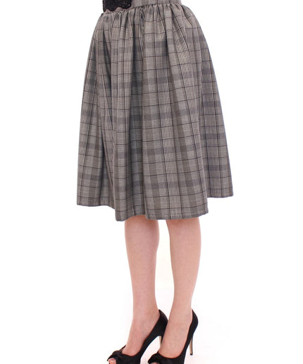 NOEMI ALEMÁN Elegant Gray Checkered Wool Shorts Skirt