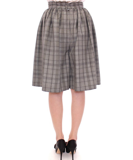 NOEMI ALEMÁN Elegant Gray Checkered Wool Shorts Skirt