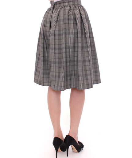 NOEMI ALEMÁN Elegant Gray Checkered Wool Shorts Skirt