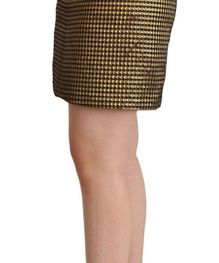 Boutique Moschino Elegant High-Waisted Gold-Black Skirt