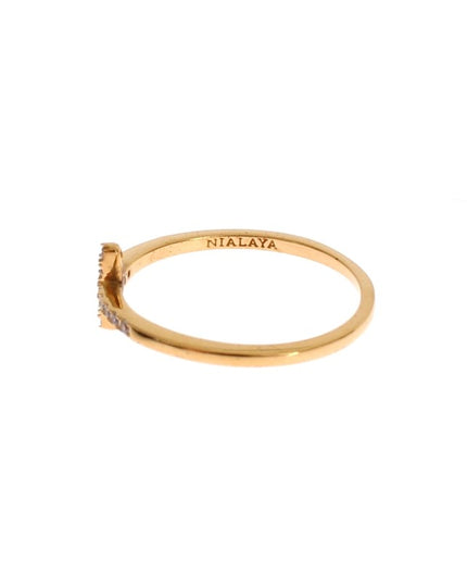 Nialaya Chic Handmade Golden CZ Crystal Ring