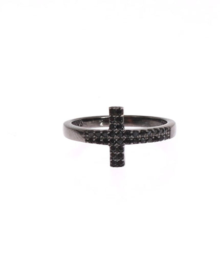 Nialaya Exquisite Black CZ Crystal Sterling Silver Ring