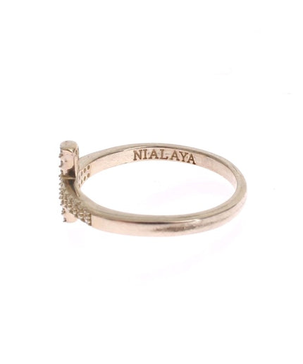 Nialaya Silver CZ Cross Statement Ring