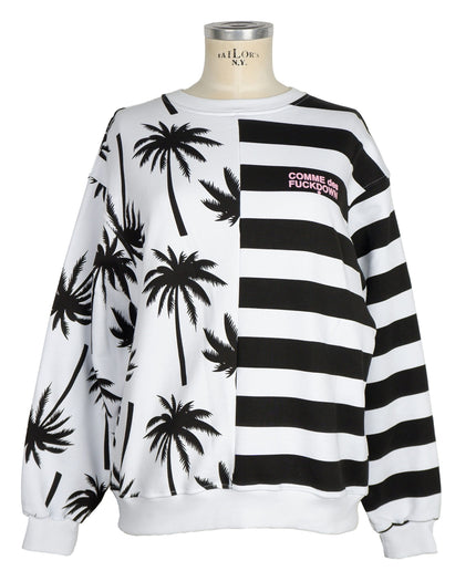 Comme Des Fuckdown Chic Monochrome Stripe Palm Print Sweater