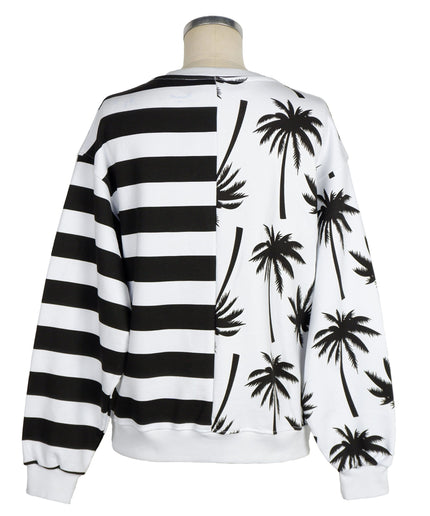 Comme Des Fuckdown Chic Monochrome Stripe Palm Print Sweater