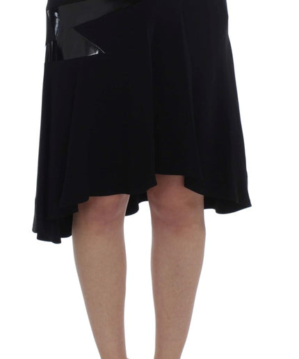 Exte Chic Black and Blue Cotton Blend Skirt