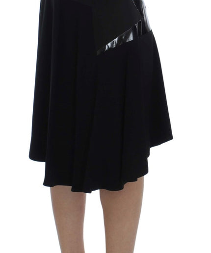 Exte Chic Black and Blue Cotton Blend Skirt