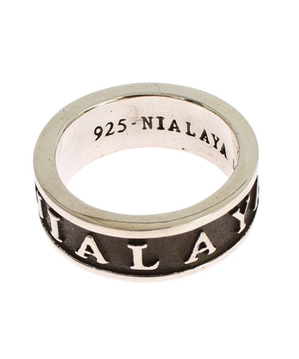 Nialaya Elegant Silver and Black Men's Sterling Ring