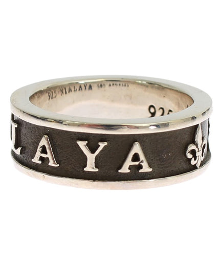 Nialaya Elegant Silver and Black Men's Sterling Ring