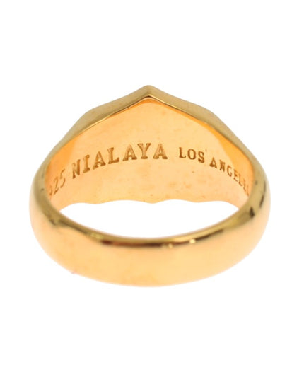 Nialaya Elegant Men's Gold Plated Silver Ring