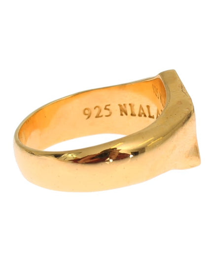 Nialaya Elegant Men's Gold Plated Silver Ring