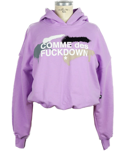 Comme Des Fuckdown Chic Purple Hooded Sweatshirt with Logo Print