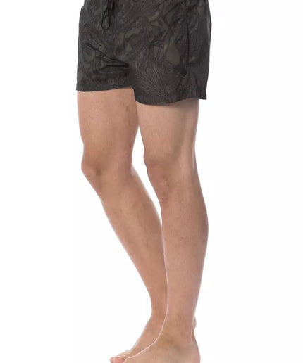 Roberto Cavalli Sport Army Polyester Men Swim Trunk