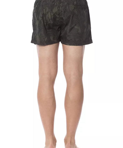 Roberto Cavalli Sport Army Polyester Men Swim Trunk